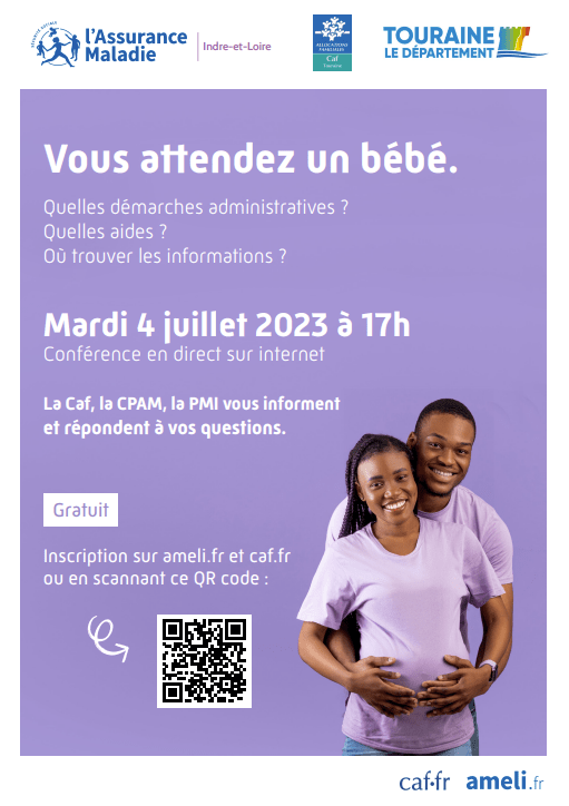Photo d'un homme et d'une femme enceinte + QR codes. 
Informations reprises dans le texte ci-dessous.
