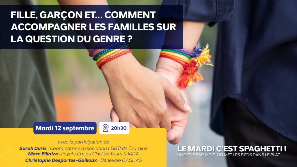 Deux personnes avec des bracelets arc-en-ciel se tiennent la main, on imagine une mère et son ado